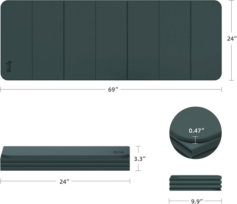 WEILA 1/2 Inch Extra Thick Yoga Mat Pilates Equipment, 69"x24" Odorless Workout Mats for Home Gym, Non-slip Exercise Mats for Women Men Home Workout, Foldable Yoga Mats for Travel Camping Sleeping - Image 2